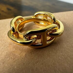 Hermes Chaine d'Ancre Gold Tone Scarf Ring 1”